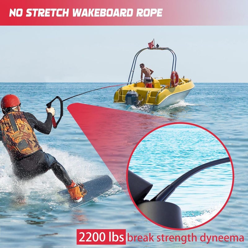 ASVAEVAS 75FT Wakeboard Rope and Handle, No Stretch Dyneema Wakeboard Tow Rope, 4 Sections Floating Water Ski Ropes for Wakeboarding, Waterskiing, Kneeboarding and Wakesurfing - Image 2